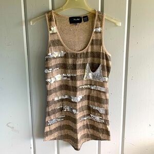 Miss Me Tan Sequined Tank Top